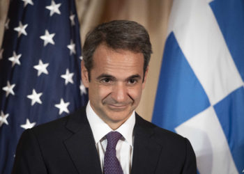 Greek Prime Minister Kyriakos Mitsotakis appears at a reception, at the State Department in Washington, Wednesday, Jan. 8, 2020. (AP Photo/Cliff Owen)