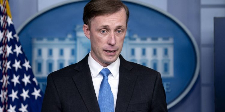 National security advisor Jake Sullivan speaks to reporters in the James S. Brady Press Briefing Room at the White House in Washington on Thursday, Feb. 4, 2021. (Stefani Reynolds/The New York Times)