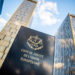 15 June 2019, Luxembourg, Luxemburg: The picture shows a sign in front of the office towers of the European Court of Justice with the inscription "Cour de Justice de l'union Européene" in the Europaviertel on the Kirchberg. Photo: Arne Immanuel Bänsch/dpa (Photo by Arne Immanuel Bänsch/picture alliance via Getty Images)