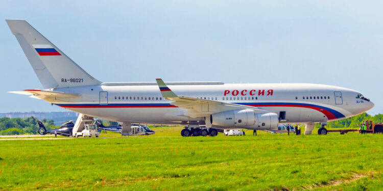 Ilyushin Il-96-300 of the Russia State Transport Company. Russian Knights demonstration flights. Russia, Moscow, airport Zhukovsky. July 18, 2017