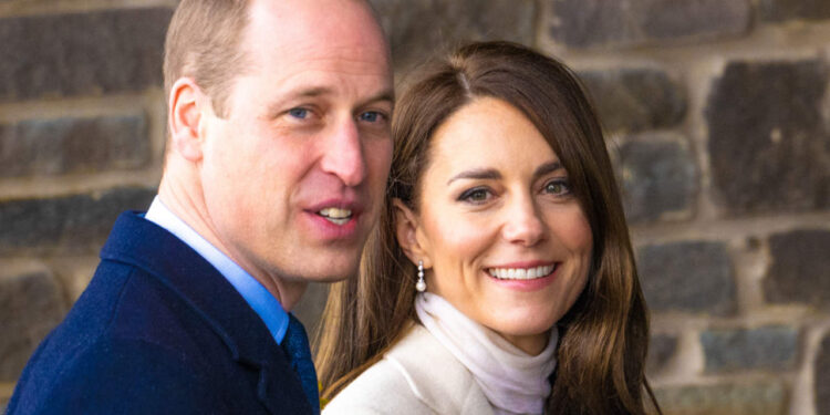Prince William and Kate Middleton , Princess of Wales during a visit to Port Talbot, Wales, UK.