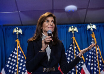 US Republican presidential hopeful and former UN Ambassador Nikki Haley speaks during a campaign rally in Portland, Maine, on March 3, 2024. (Photo by Joseph Prezioso / AFP) (Photo by JOSEPH PREZIOSO/AFP via Getty Images)