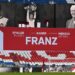 Honorary president of FC Bayern Munich Uli Hoeness delivers a speech during a farewell ceremony in tribute to late German football legend Franz Beckenbauer, organized by his historic club Bayern Munich at the Allianz Arena stadium in Munich, southern Germany, on January 19, 2024. Beckenbauer, world champion as a player in 1974 and as coach in 1990, died on January 7, 2024 in the Austrian city of Salzburg at the age of 78 and was buried in Munich five days later at a service attended by close friends and family. (Photo by LUKAS BARTH / AFP)