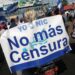 A demonstrator holds a banner reading "No more censorship" during a protest against police violence and the government of Nicaraguan President Daniel Ortega in Managua, Nicaragua April 23, 2018. REUTERS/Oswaldo Rivas